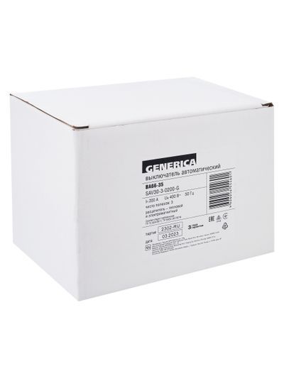Выключатель автоматический ВА66-35 3Р 200А 25кА GENERICA