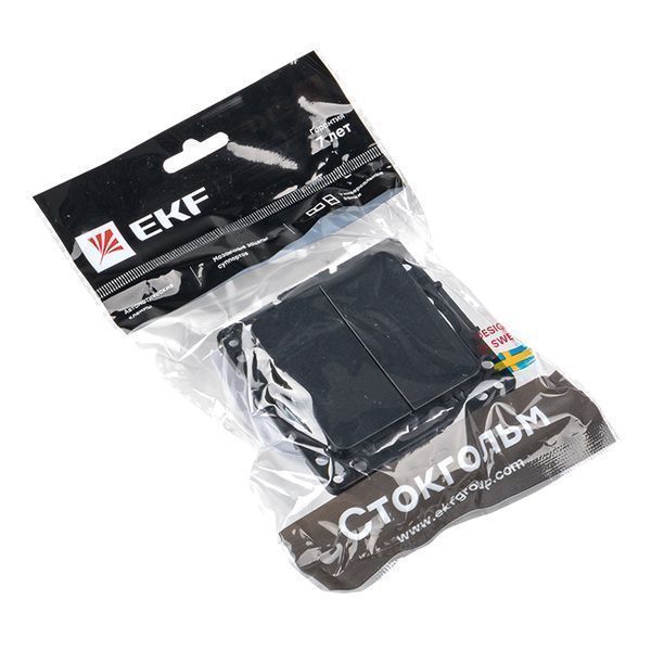 Стокгольм Механизм Выключателя 2-кл. 10А автоматические клеммы черный EKF PROxima