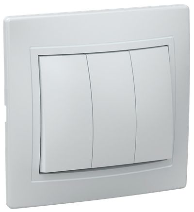 KVARTA Выключатель 3-клавишный 10А ВС10-3-0-КБ белый GENERICA