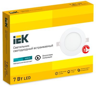Светильник ДВО 1602 белый круг LED 7Вт 4000К IP20 IEK