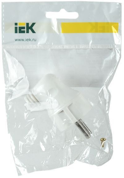 Вилка разборная угловая ВПу11-01-Ст с заземляющим контактом 16А белая IEK