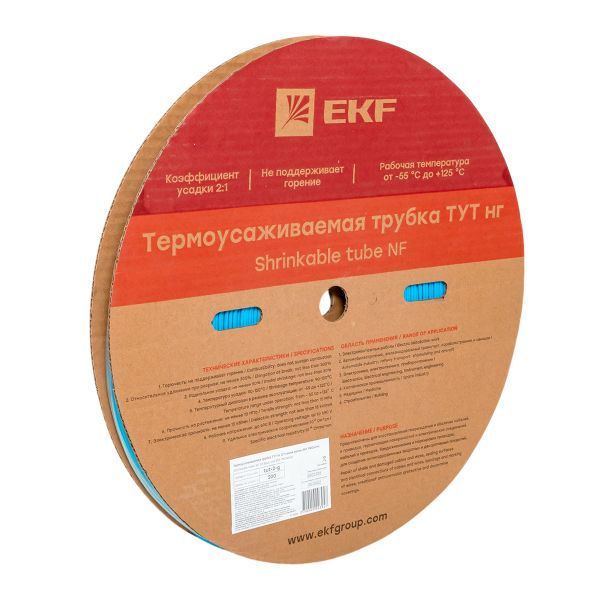 Термоусаживаемая трубка ТУТ нг 2/1 синяя рулон EKF PROxima