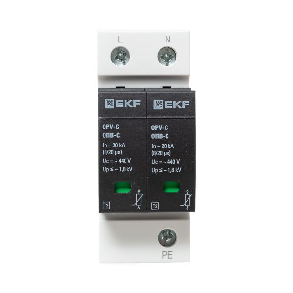 Ограничитель импульсных напряжений ОПВ-C/2P In 20кА 440В с сигн. EKF