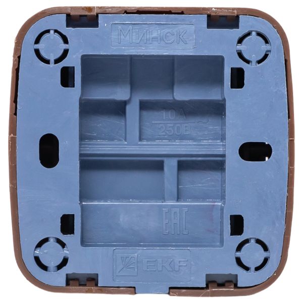 Выключатель 2-клавишный ОП Минск 10А тёмное дерево EKF