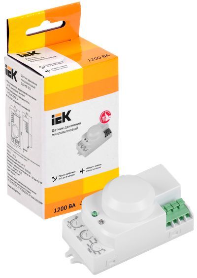 Датчик движения ДД-МВ201 1200Вт 360град 8м IP20 белый IEK
