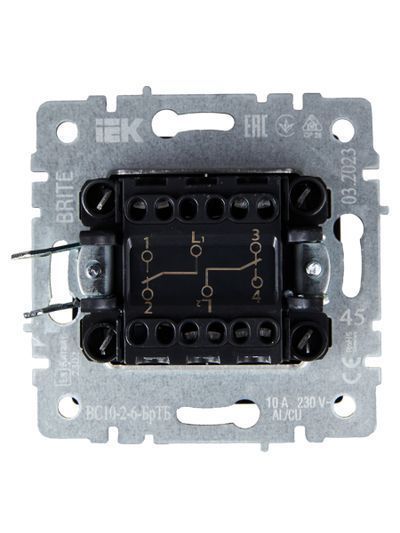 BRITE Выключатель 2-клавишный проходной 10А ВС10-2-6-БрТБ темная бронза IEK