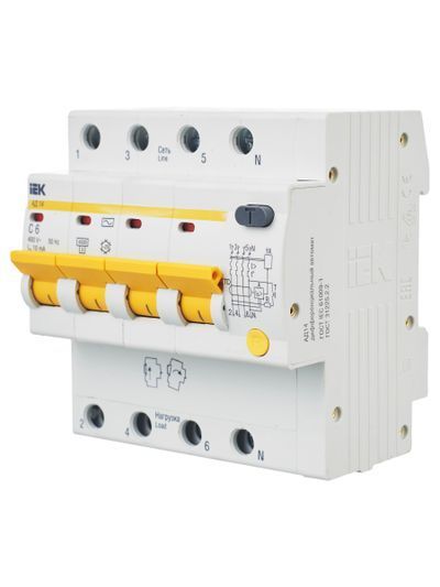 KARAT Дифференциальный автомат АД14 4P 6А 10мА тип AC IEK