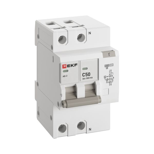 Дифференциальный автомат АД-2 50А/300мА (хар. C, AC, электронный, защита 270В) 6кА EKF PROxima