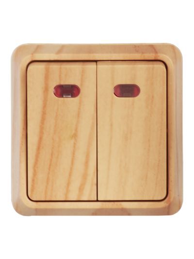 OKTAVA Выключатель 2-клавишный с индикацией для открытой установки 10А ВС20-2-1-ОС сосна GENERICA