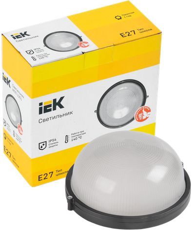 Светильник НПП1301 круг 60Вт IP54 черный IEK