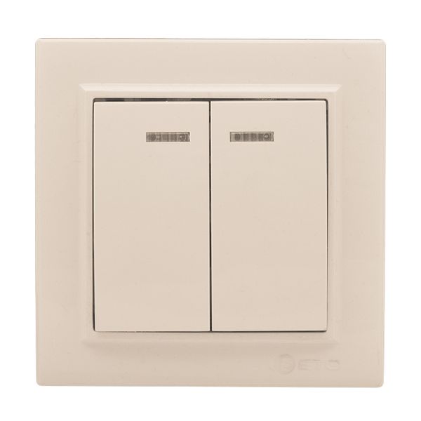 Выключатель 2-кл. СП, Минск, с индикатором 10А, бежевый EKF