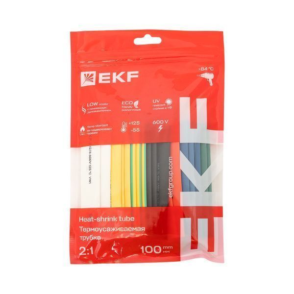 Термоусаживаемая трубка ТУТ нг 12/6 набор:7 цветов по 3шт. 100мм. EKF PROxima