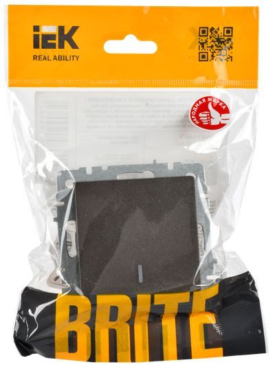 BRITE Выключатель 1-клавишный с индикацией 10А ВС10-1-1-БрТБ темная бронза IEK