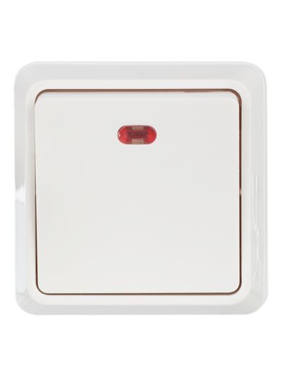 OKTAVA Выключатель 1-клавишный с индикацией для открытой установки 10А ВС20-1-1-ОБ белый GENERICA