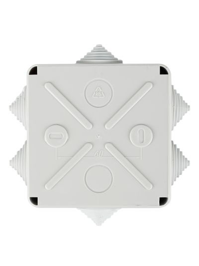 Коробка распаячная КМ41233 для открытой проводки безгалогенная (HF) 100х100х50мм IP44 6 гермовводов серая IEK