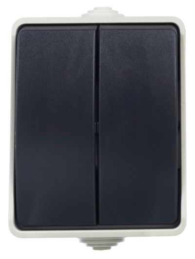 FORS Выключатель 2-клавишный для открытой установки 10А IP54 ВС20-2-0-ФСр серый IEK