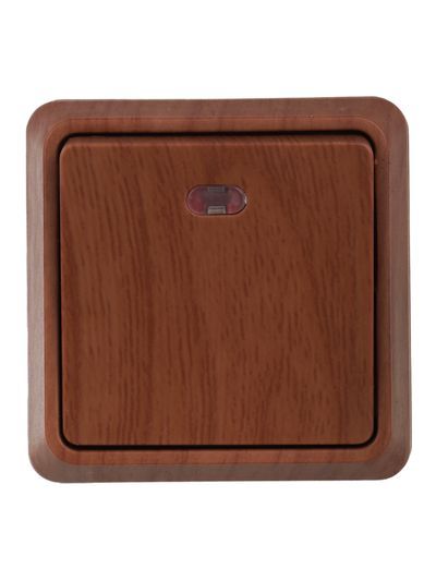 OKTAVA Выключатель 1-клавишный с индикацией для открытой установки 10А ВС20-1-1-ОД дуб GENERICA