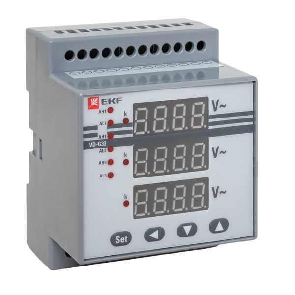VD-G33 Вольтметр цифровой на DIN трехфазный EKF PROxima (без поверки