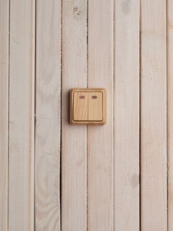 OKTAVA Выключатель 2-клавишный с индикацией для открытой установки 10А ВС20-2-1-ОС сосна GENERICA