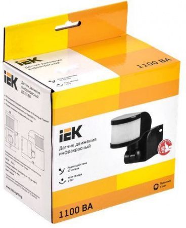 Датчик движения ДД-018В 1100Вт 270град 12м IP44 черный IEK