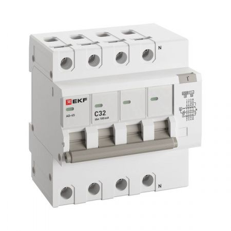 Дифференциальный автомат АД-4 S 32А/100мА (хар. C, AC, электронный) 4,5кА EKF PROxima
