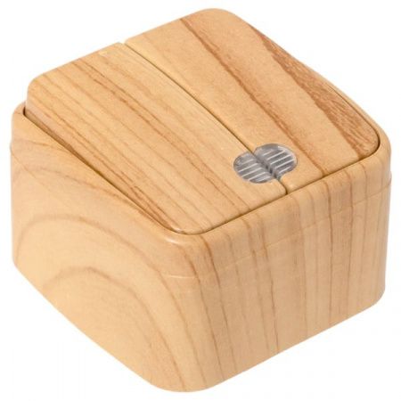 Выключатель 2-клавишный ОП Минск 10А с индикатором светлое дерево EKF