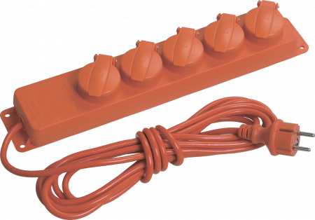 Удлинитель У05В 5 места с защитными крышками IP44 с заземлением 3х1мм2 16А/250В 5м IEK