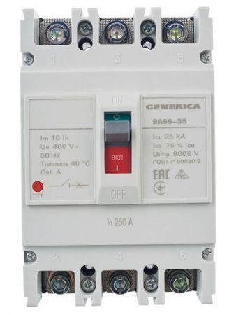 Выключатель автоматический ВА66-35 3Р 250А 25кА GENERICA