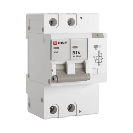 Дифференциальный автомат АД-2 16А/30мА (х-ка В, АС, электронный) 6кА EKF PROxima