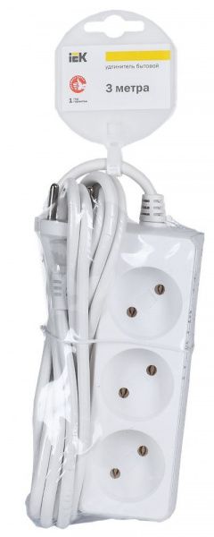 Удлинитель У3 3 места без заземления 3м 2х0,75мм2 10А/250 IEK