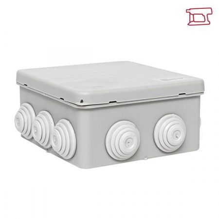 Коробка распределительная КМР-030-014 с крышкой (100x100x50) для прямого монтажа, 10 мембр. вводов серая IP55 EKF