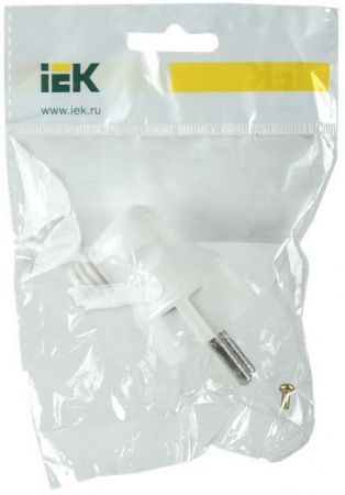 Вилка разборная угловая ВПу11-01-Ст с заземляющим контактом 16А белая IEK