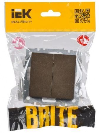 BRITE Выключатель 2-клавишный проходной 10А ВС10-2-6-БрТБ темная бронза IEK