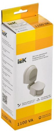 Датчик движения ДД-008 1100Вт 180град 12м IP44 белый IEK