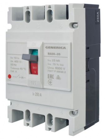 Выключатель автоматический ВА66-35 3Р 250А 25кА GENERICA