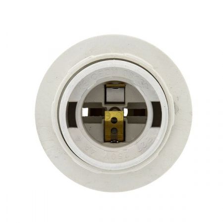 Патрон Е27 пластиковый с кольцом термостойкий пластик бел. EKF