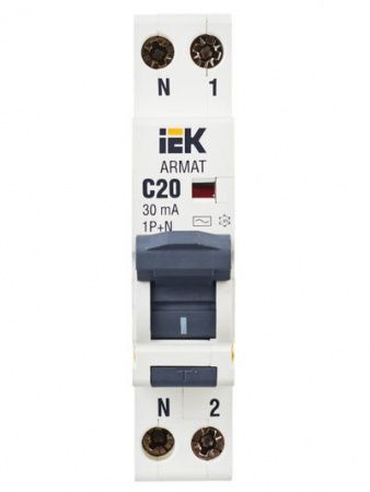 ARMAT Автоматический выключатель дифференциального тока B06S 1P+NP C20 30мА тип AC (18мм) IEK