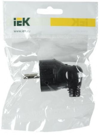 Вилка разборная угловая ВПу11-02-Ст с заземляющим контактом 16А черная IEK