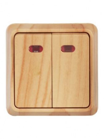 OKTAVA Выключатель 2-клавишный с индикацией для открытой установки 10А ВС20-2-1-ОС сосна GENERICA