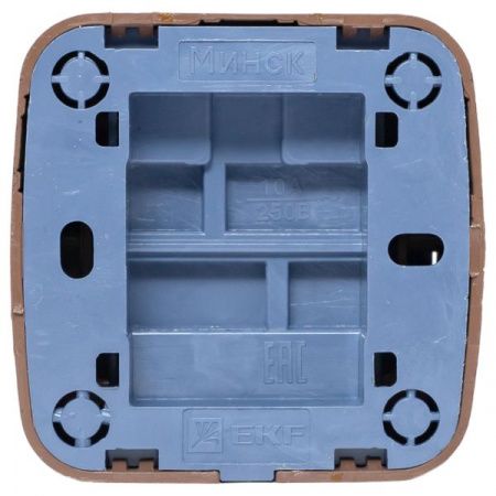 Выключатель 1-клавишный ОП Минск 10А с индикатором тёмное дерево EKF