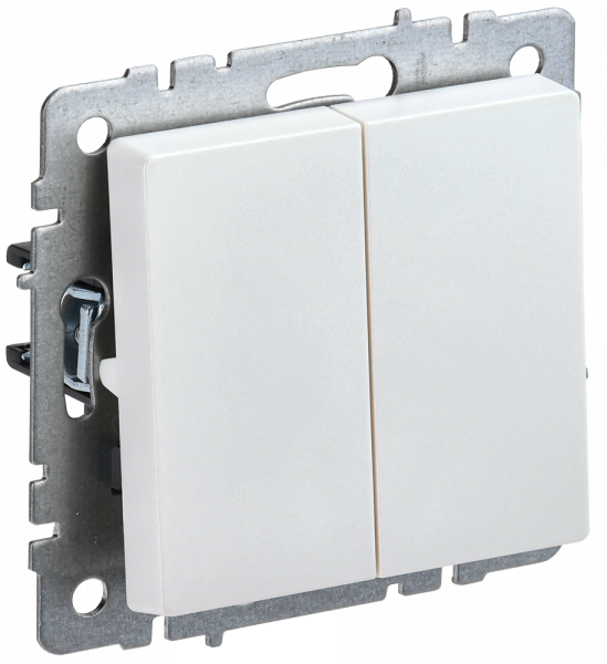 BRITE Выключатель 2-клавишный проходной 10А ВС10-2-6-БрЖ жемчуг IEK