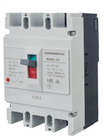 Выключатель автоматический ВА66-35 3Р 200А 25кА GENERICA