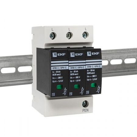 Ограничитель импульсных напряжений ОПВ-C/3P In 20кА 440В с сигн. EKF