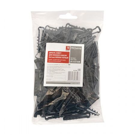 Дюбель-хомут для плоского кабеля (5-8мм) черный (100шт.) EKF PROxima