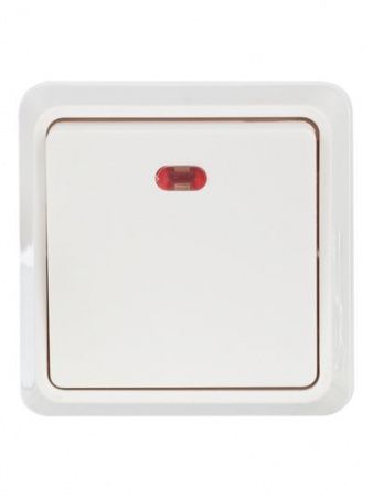 OKTAVA Выключатель 1-клавишный с индикацией для открытой установки 10А ВС20-1-1-ОБ белый GENERICA