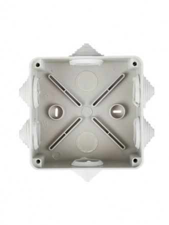 Коробка распаячная КМ41233 для открытой проводки безгалогенная (HF) 100х100х50мм IP44 6 гермовводов серая IEK
