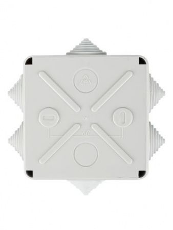 Коробка распаячная КМ41233 для открытой проводки безгалогенная (HF) 100х100х50мм IP44 6 гермовводов серая IEK