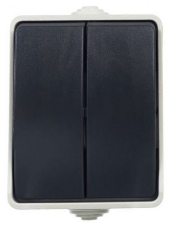 FORS Выключатель 2-клавишный для открытой установки 10А IP54 ВС20-2-0-ФСр серый IEK